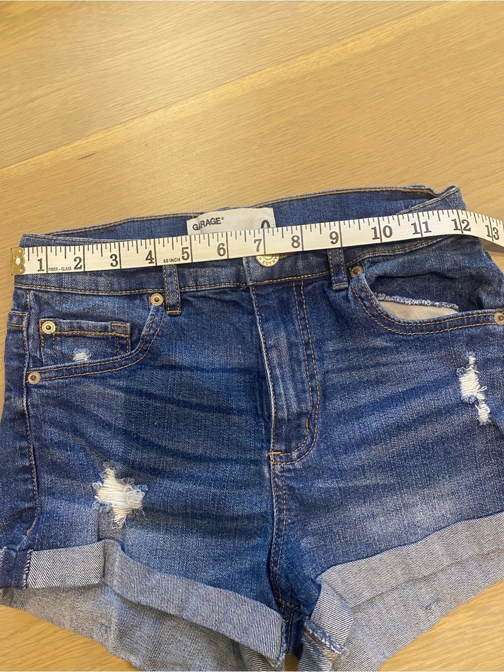 Garage Women's Blue Distressed Boyfriend Jeans Shorts